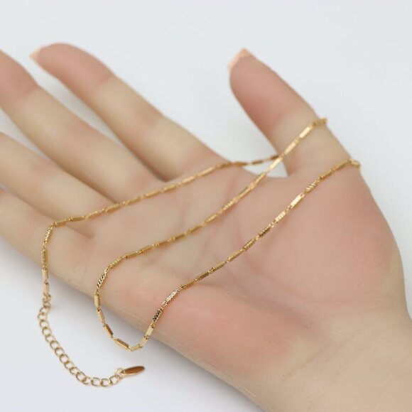 "Textured Rose Gold Chain Necklace, Elegant Shine, XPNL0182 - Picture 2 of 12